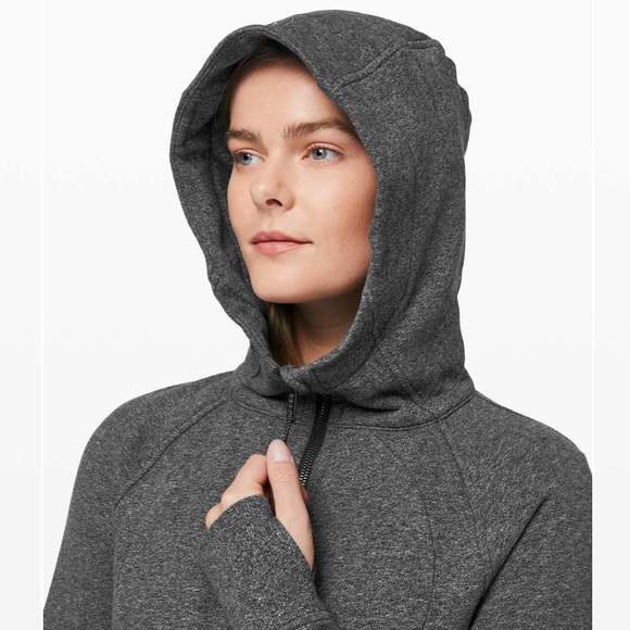 Lululemon Scuba Hoodie Light Cotton Fleece Heathered Speckled Black Size 2 - Picture 3 of 12